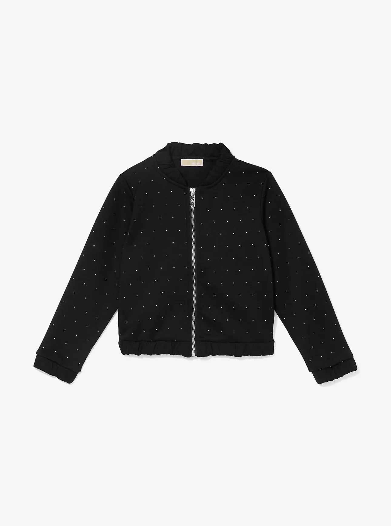 Embellished Stretch Knit Zip-Up Jacket