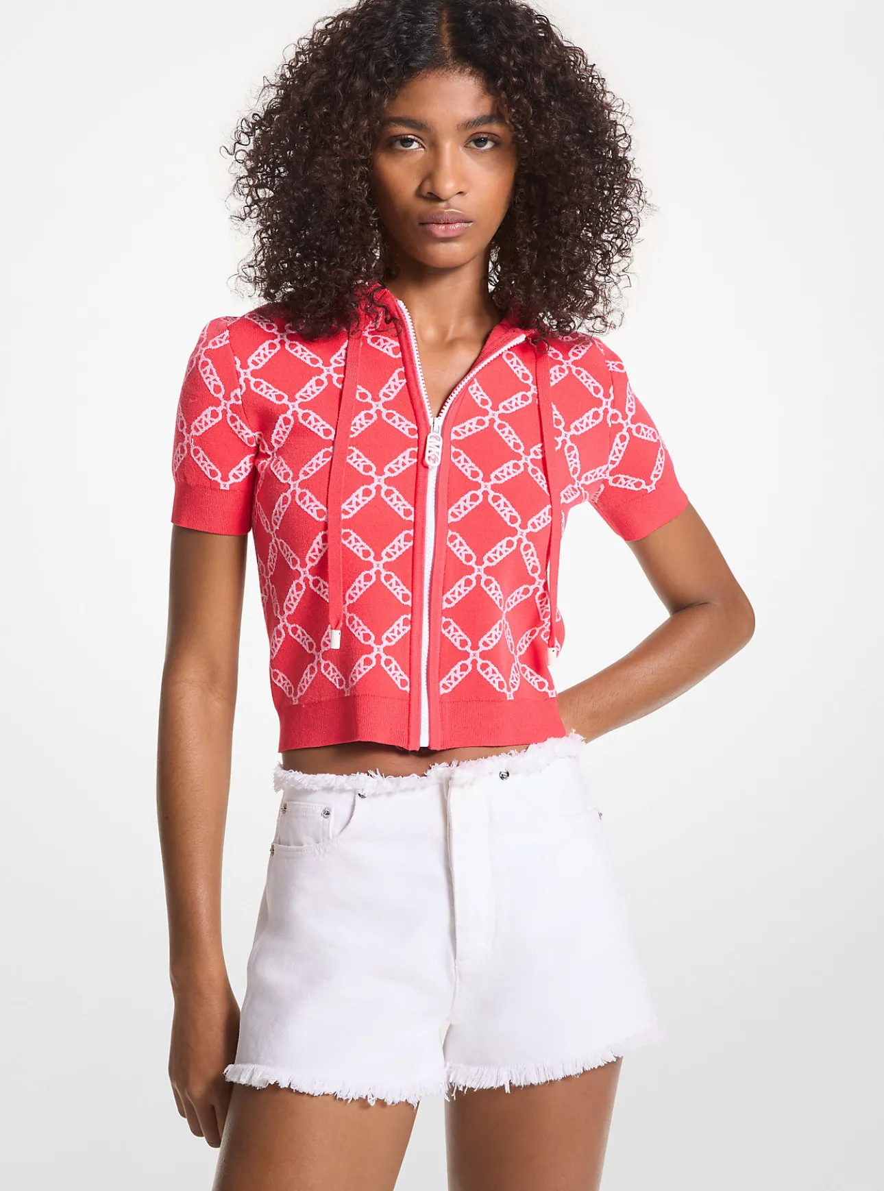 Empire Logo Jacquard Short-Sleeve Hoodie