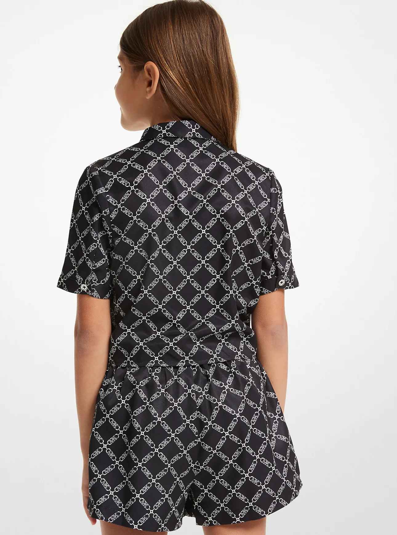 Empire Logo Print Woven Tie-Front Blouse