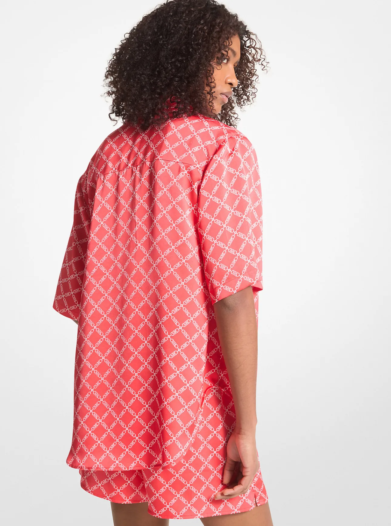 Empire Logo Print Satin Camp Shirt