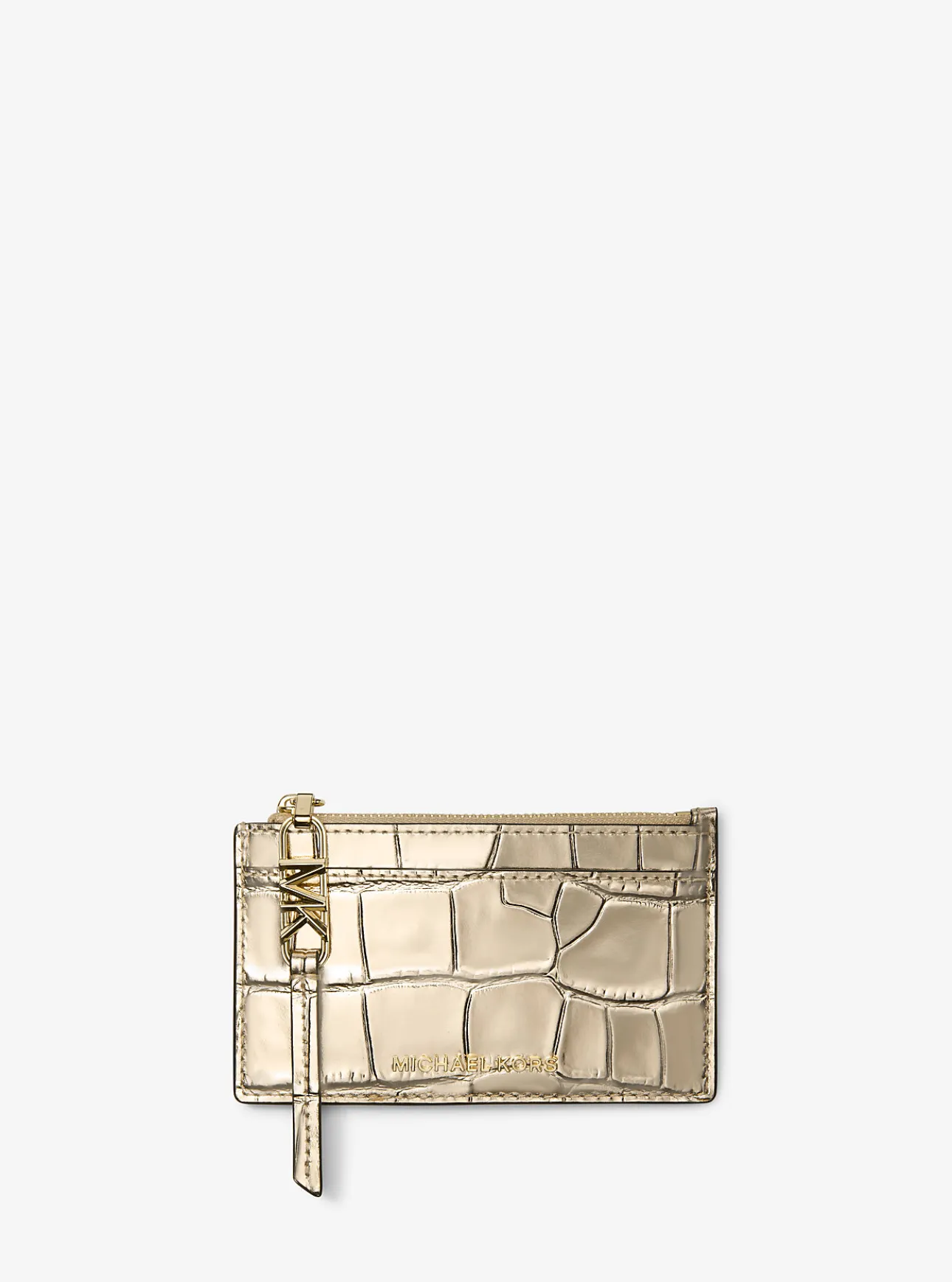 Empire Small Metallic Crocodile Embossed Leather Card Case