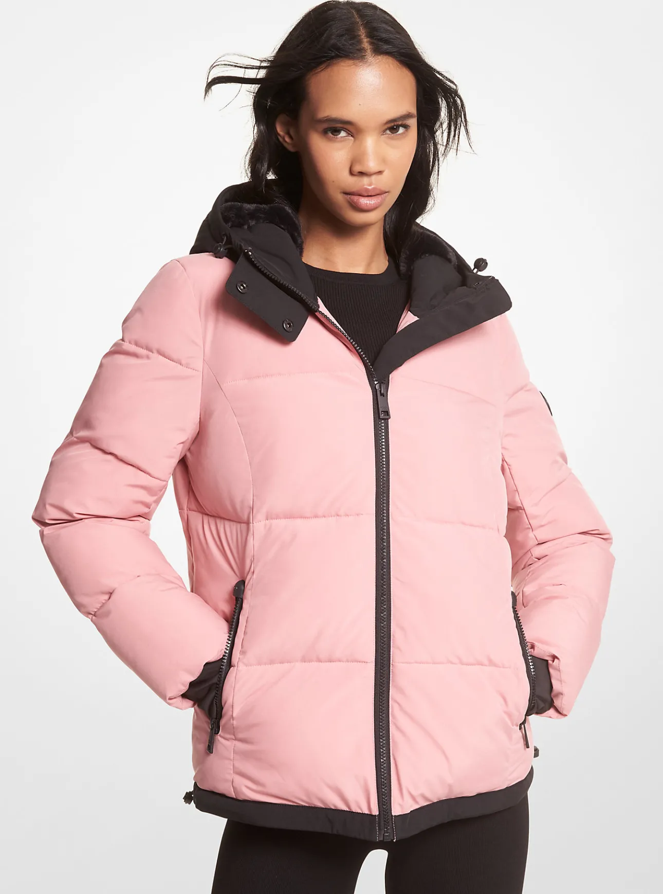 Faux Fur-Trim Quilted Puffer Jacket