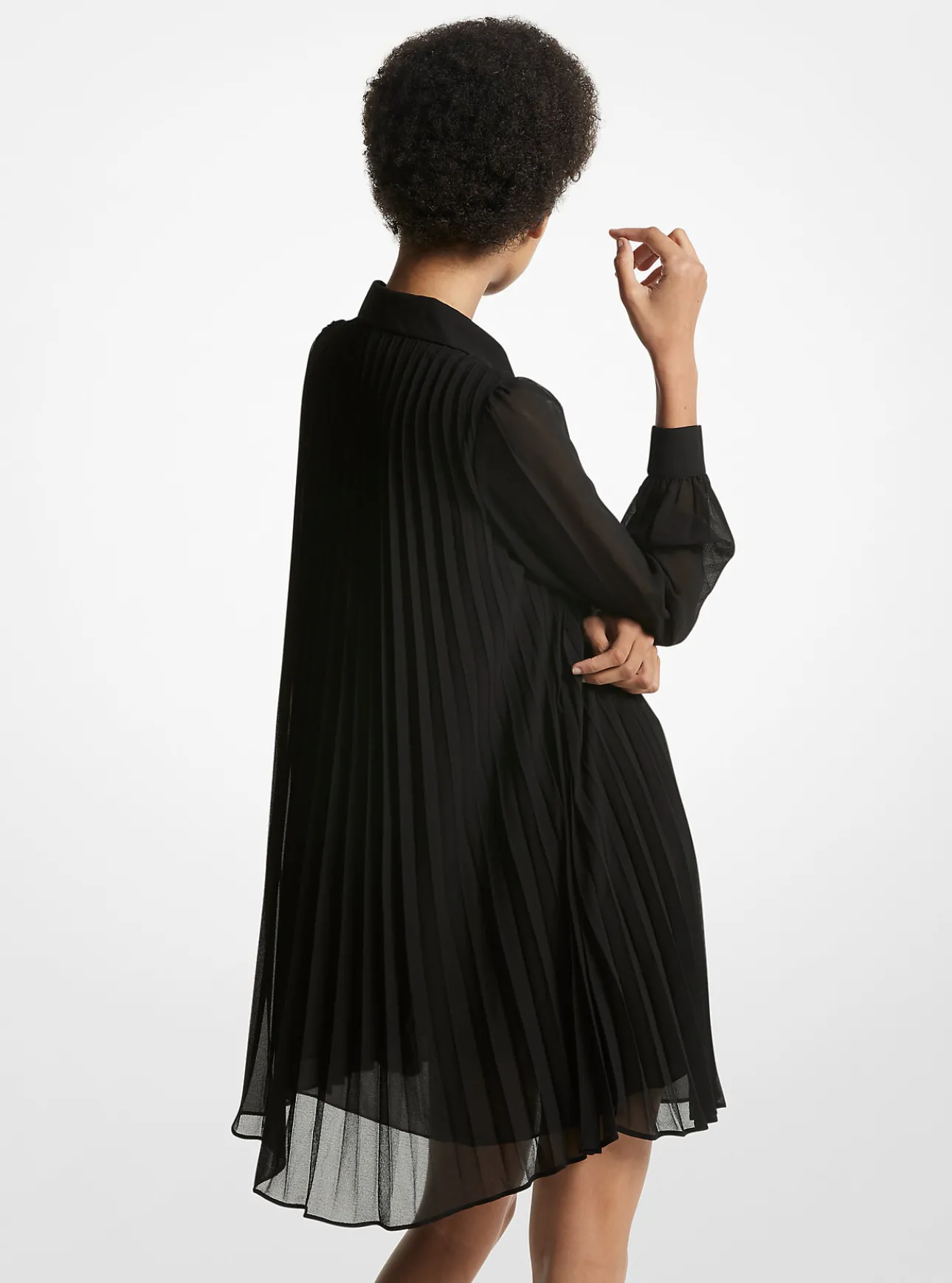 Georgette Pleated Shirtdress