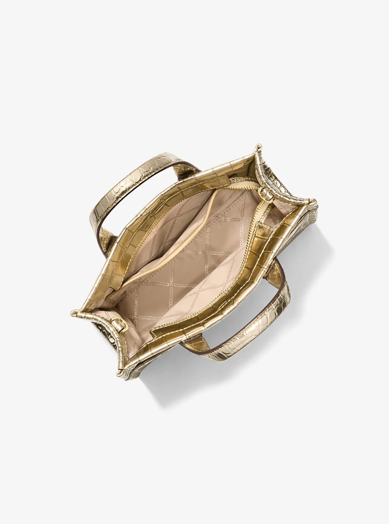 Gigi Small Metallic Crocodile Embossed Leather Messenger Bag