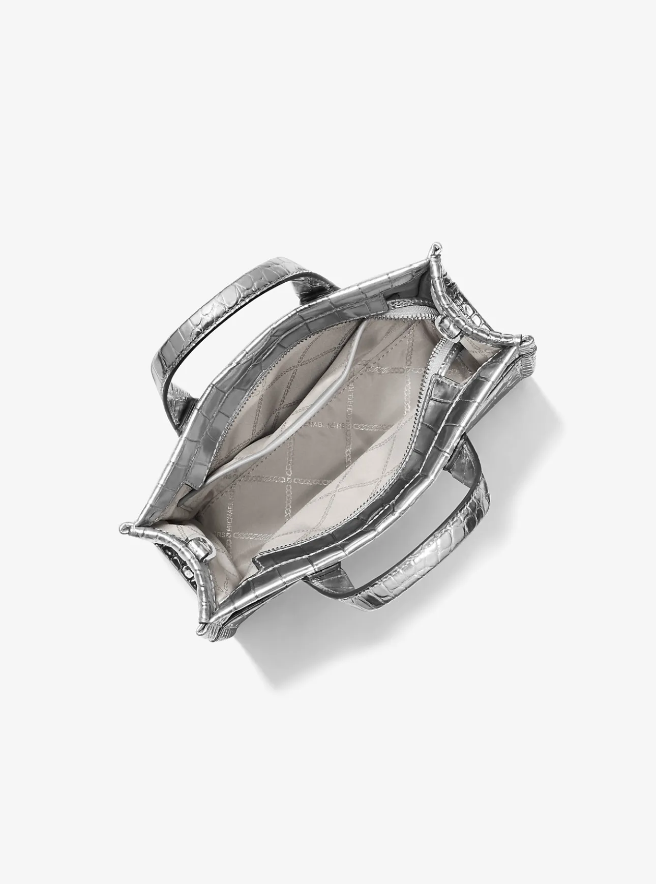 Gigi Small Metallic Crocodile Embossed Leather Messenger Bag