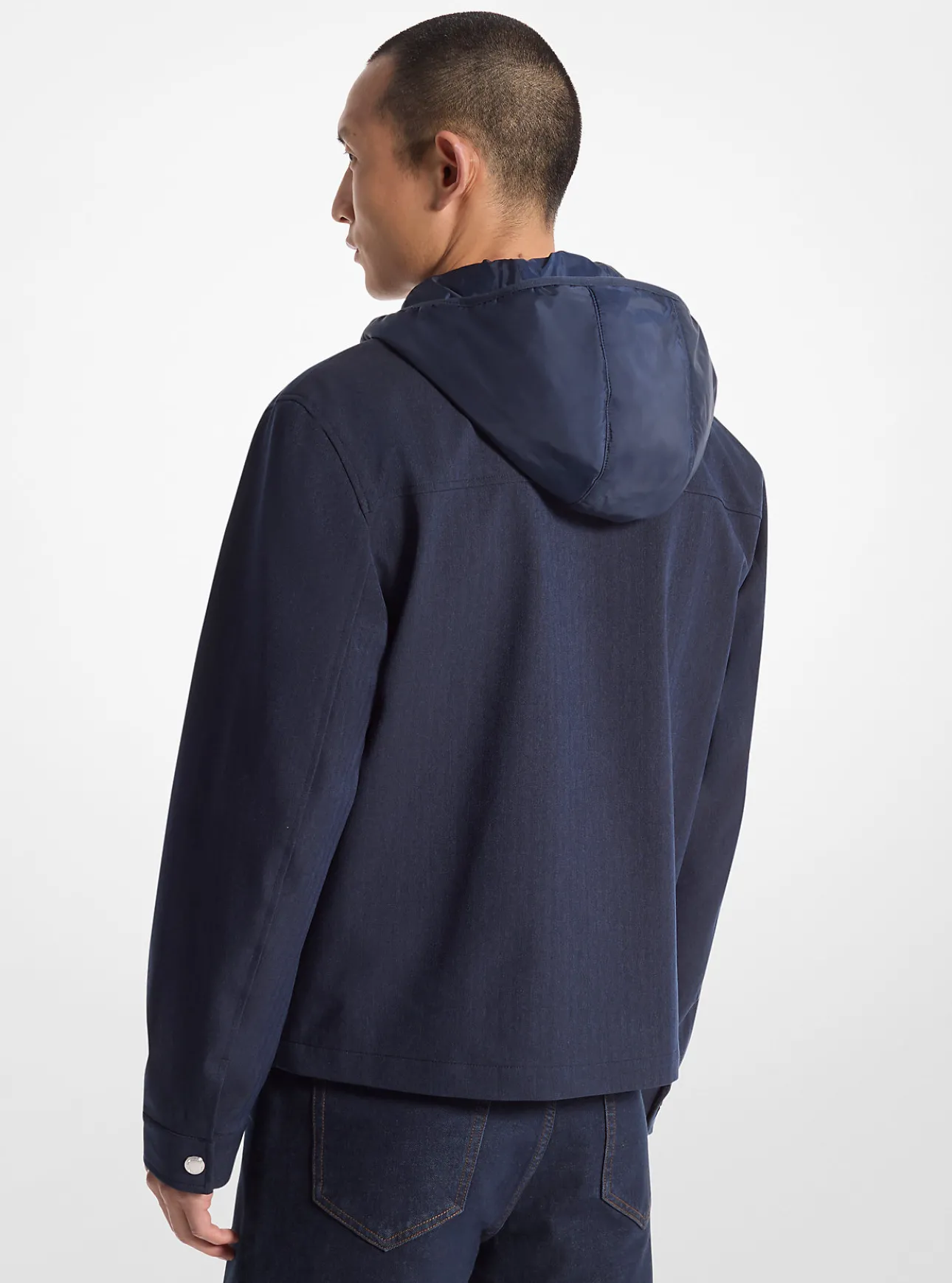 Herringbone Mixed-Media Jacket