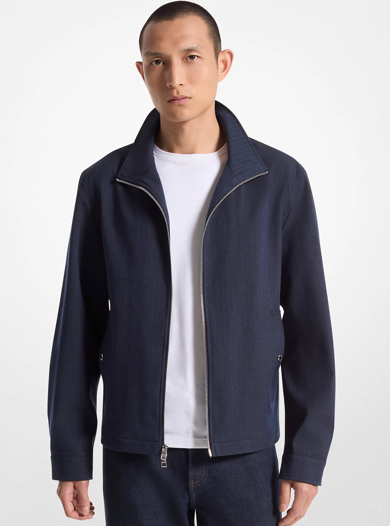 Herringbone Mixed-Media Jacket