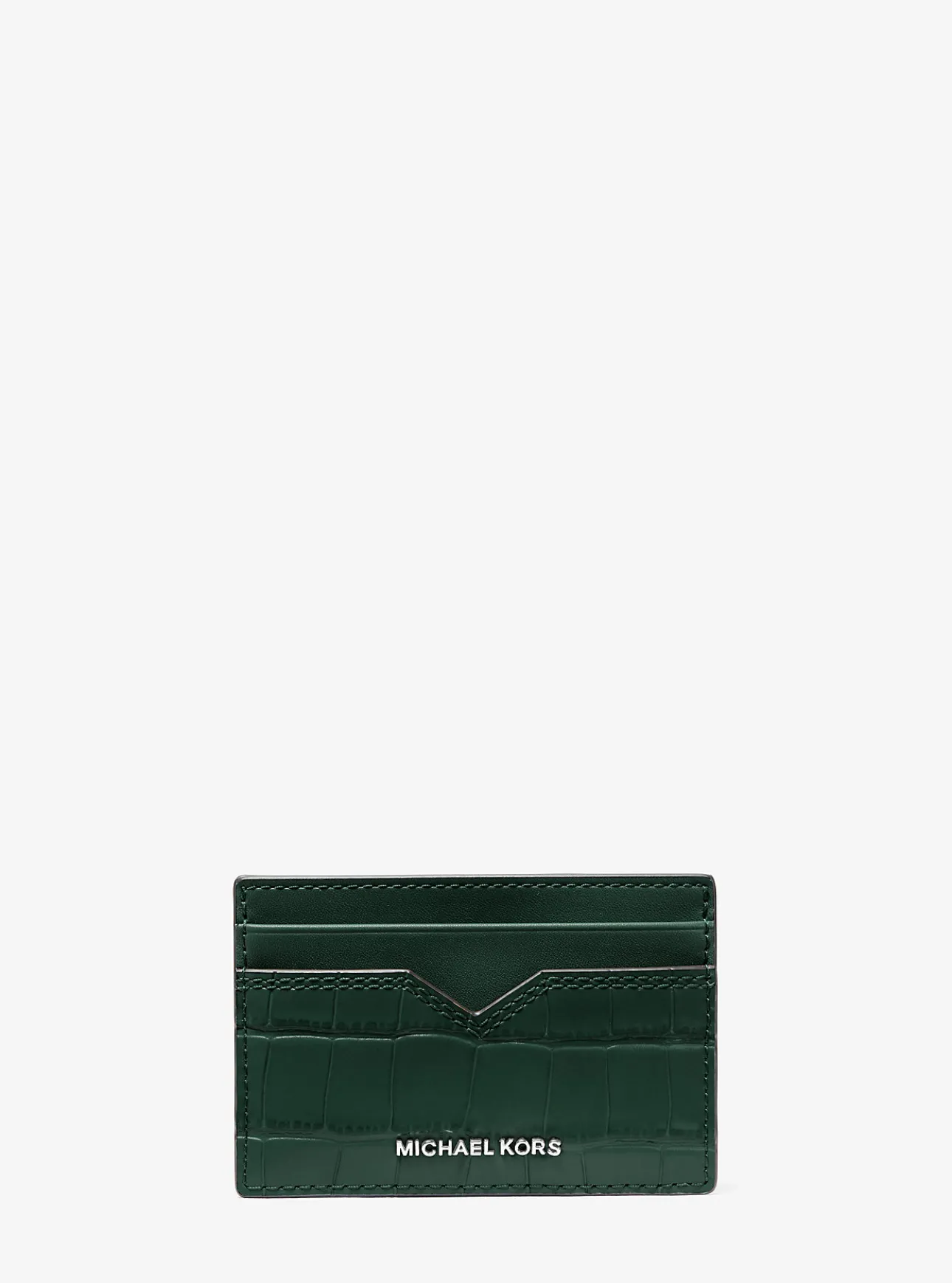 Hudson Crocodile-Embossed Leather Card Case