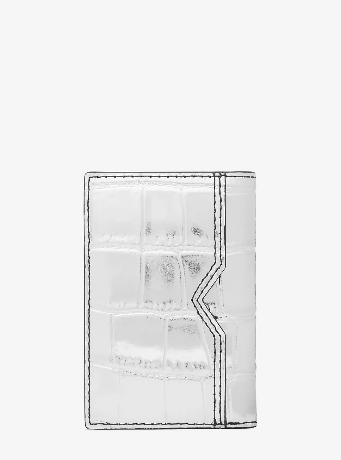 Hudson Metallic Crocodile Embossed Leather Bi-Fold Card Case