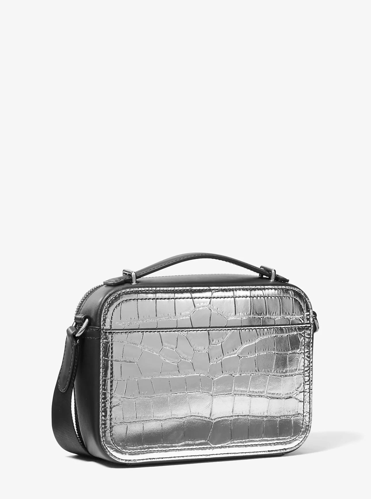 Hudson Metallic Crocodile Embossed Leather Crossbody Bag