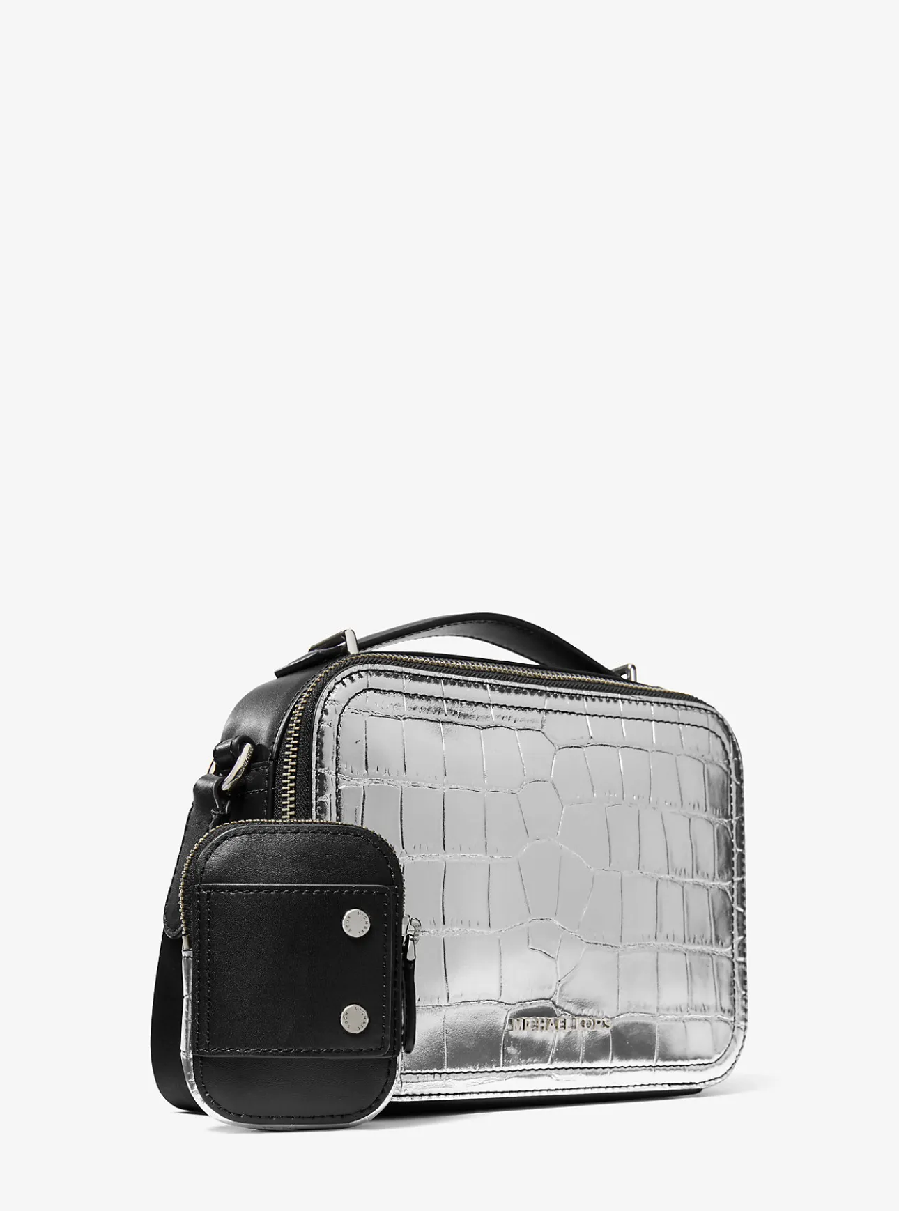 Hudson Metallic Crocodile Embossed Leather Crossbody Bag