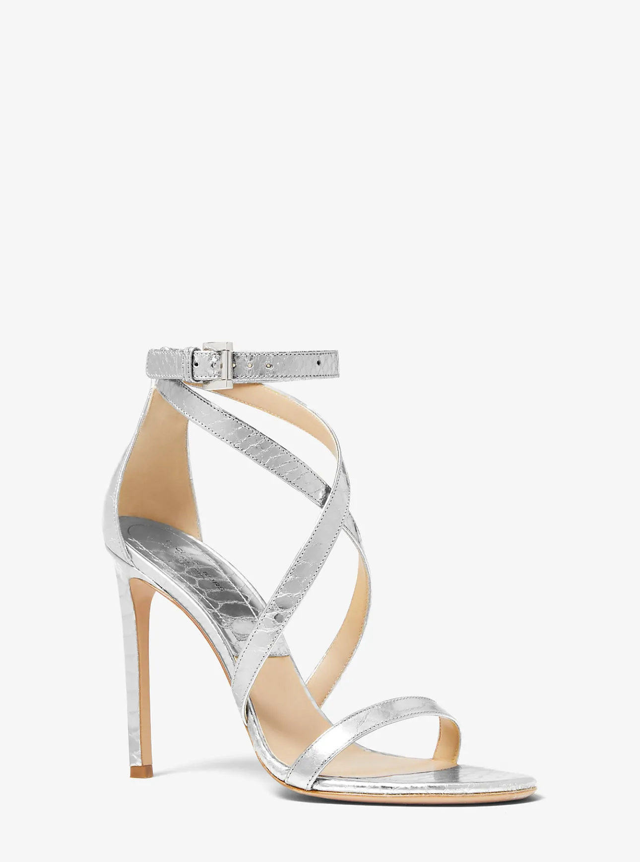 Ingrid Metallic Python Embossed Leather Sandal