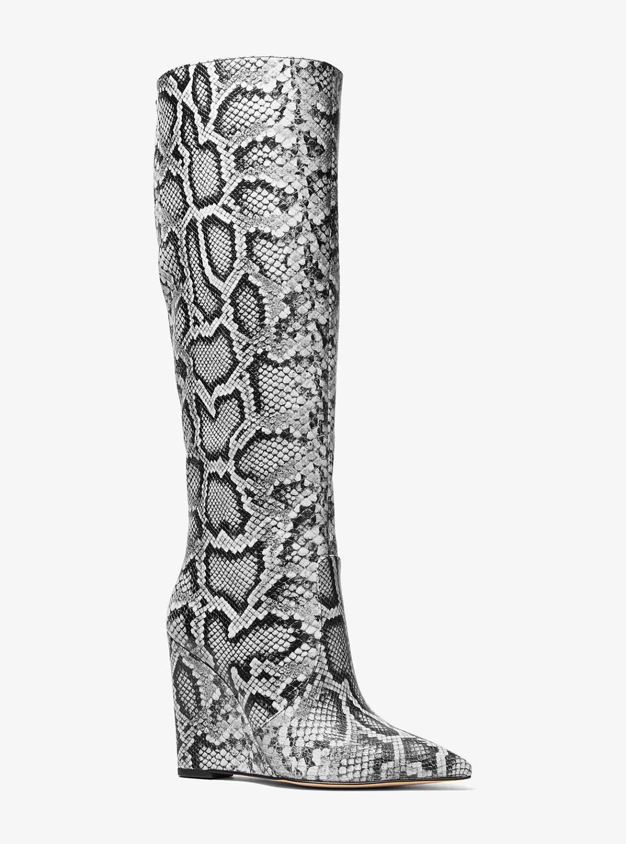 Isra Snake Embossed Leather Wedge Boot
