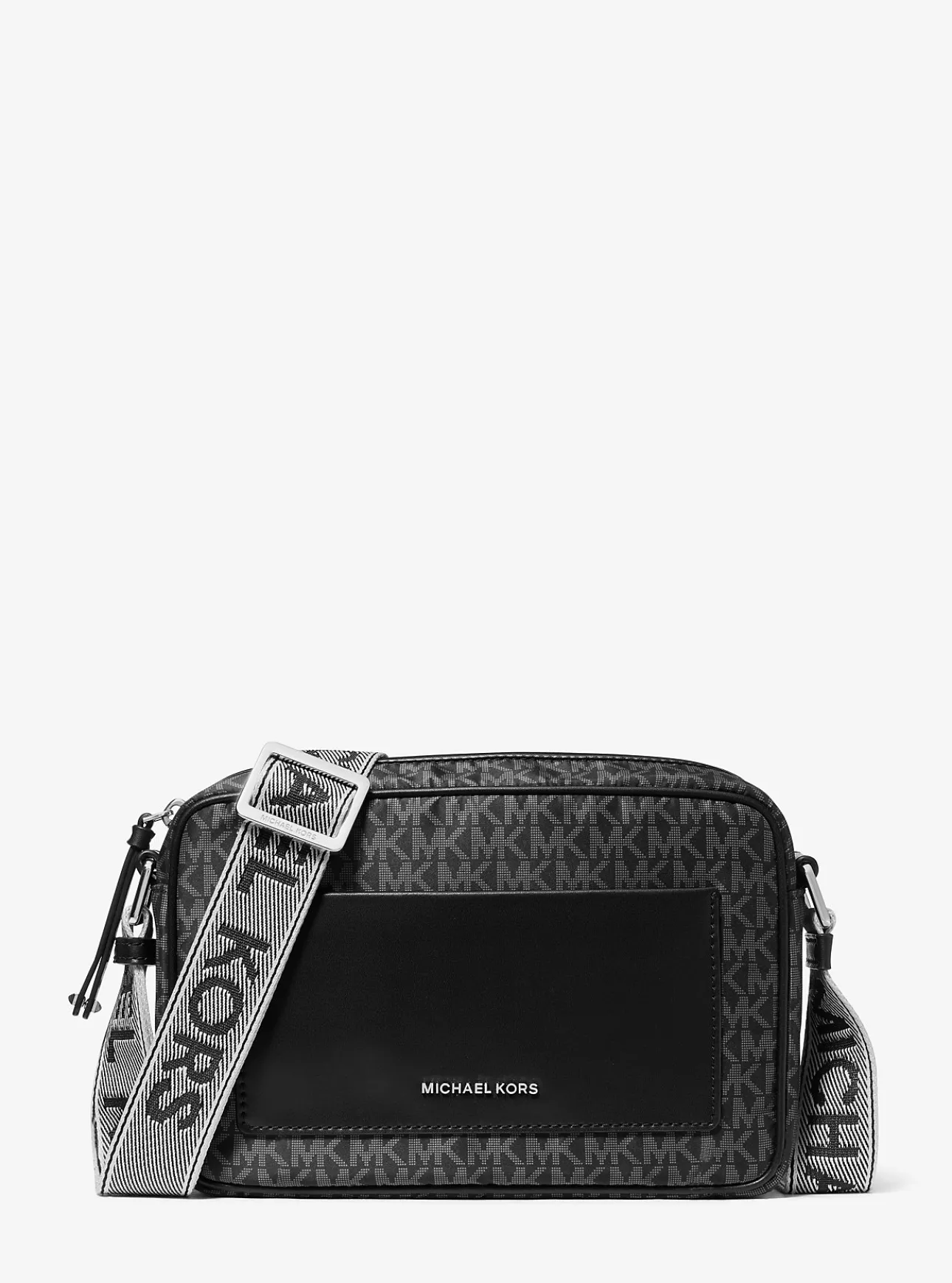 Jet Set Large Signature Logo Print Woven Crossbody Bag