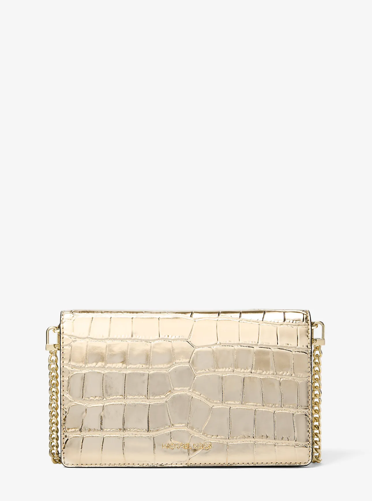 Jet Set Medium Metallic Crocodile Embossed Leather Crossbody Bag