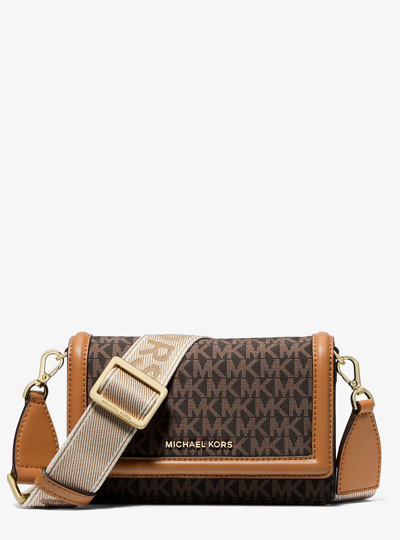 Jet Set Small Logo Print Woven Smartphone Crossbody Bag
