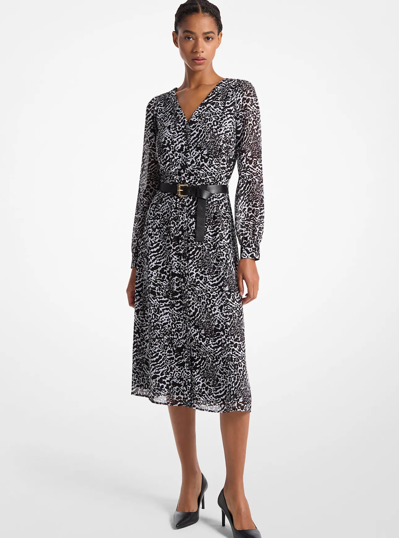 Kate Ocelot Print Georgette Dress