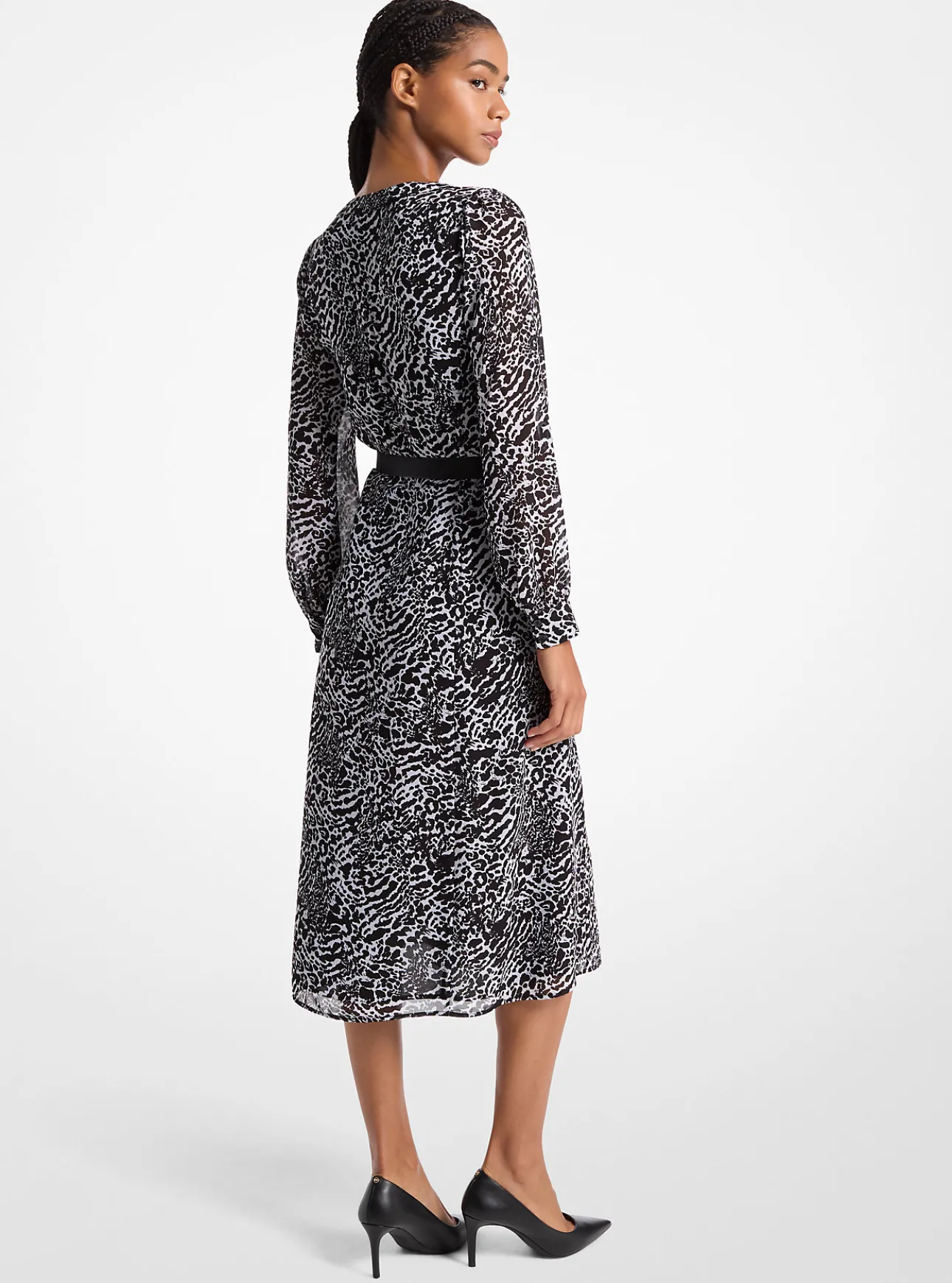 Kate Ocelot Print Georgette Dress