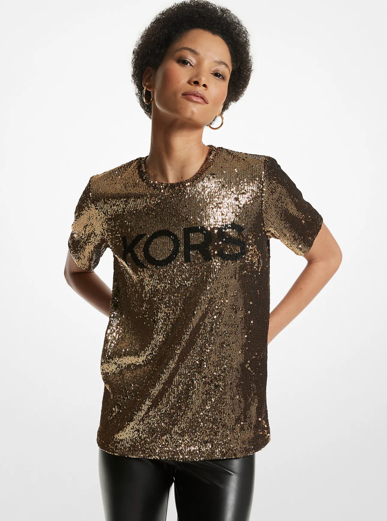 KORS Sequined Stretch Tulle T-Shirt