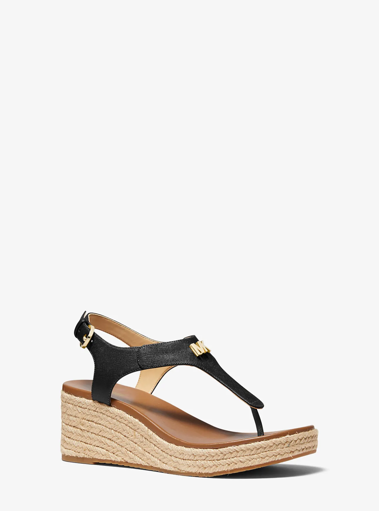 Laney Saffiano Leather Espadrille Wedge Sandal