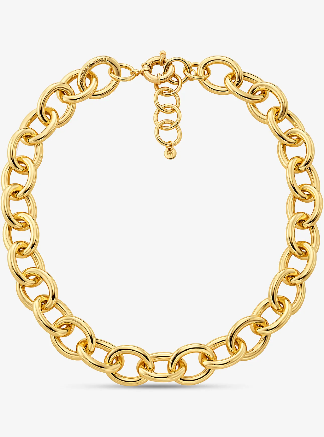 Large Precious Metal-Plated Brass Chain Link Necklace