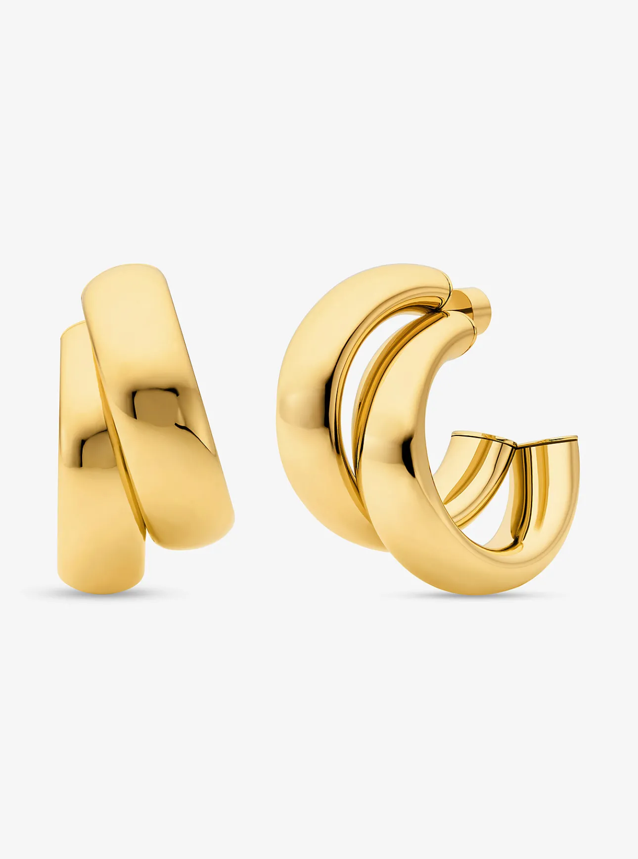 Large Precious Metal-Plated Brass Double Hoop Earrings