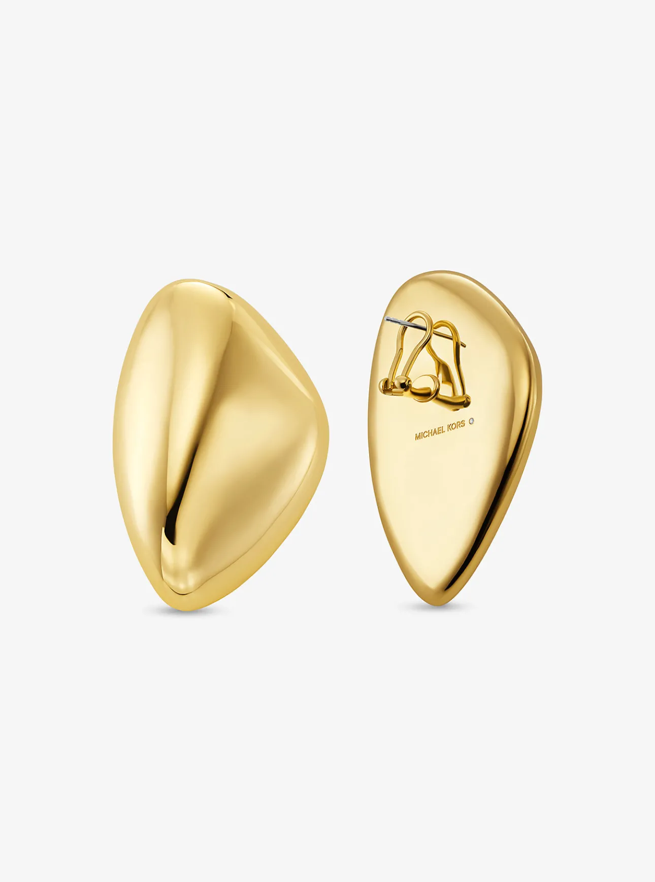 Large Precious Metal-Plated Brass Pebble Earrings