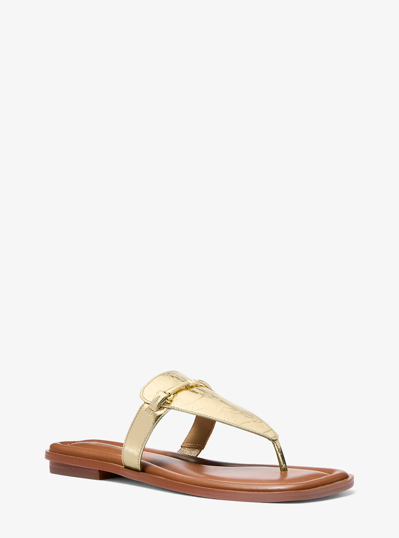 Lena Metallic Leather T-Strap Sandal
