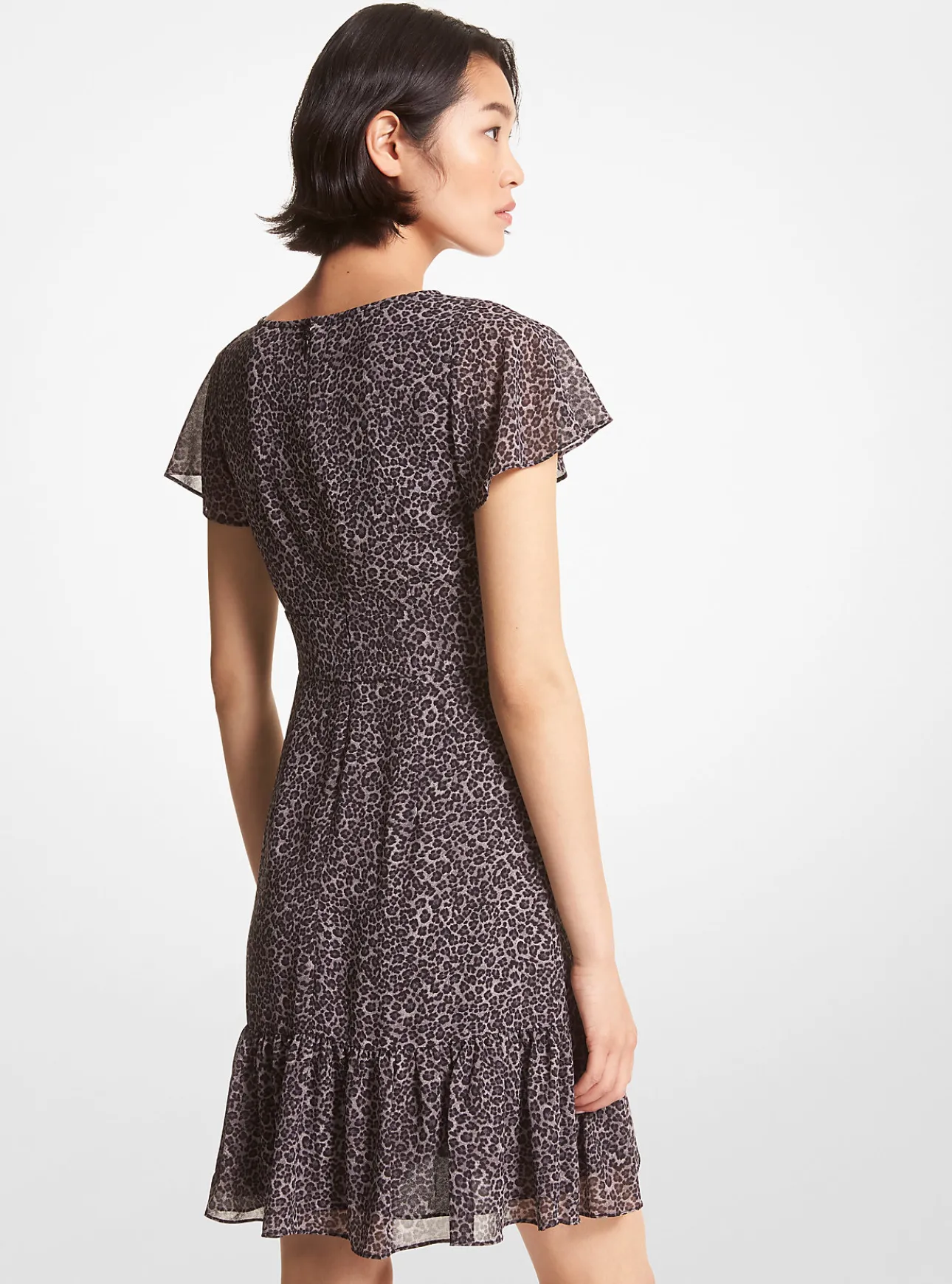 Leopard Georgette Cutout Mini Dress