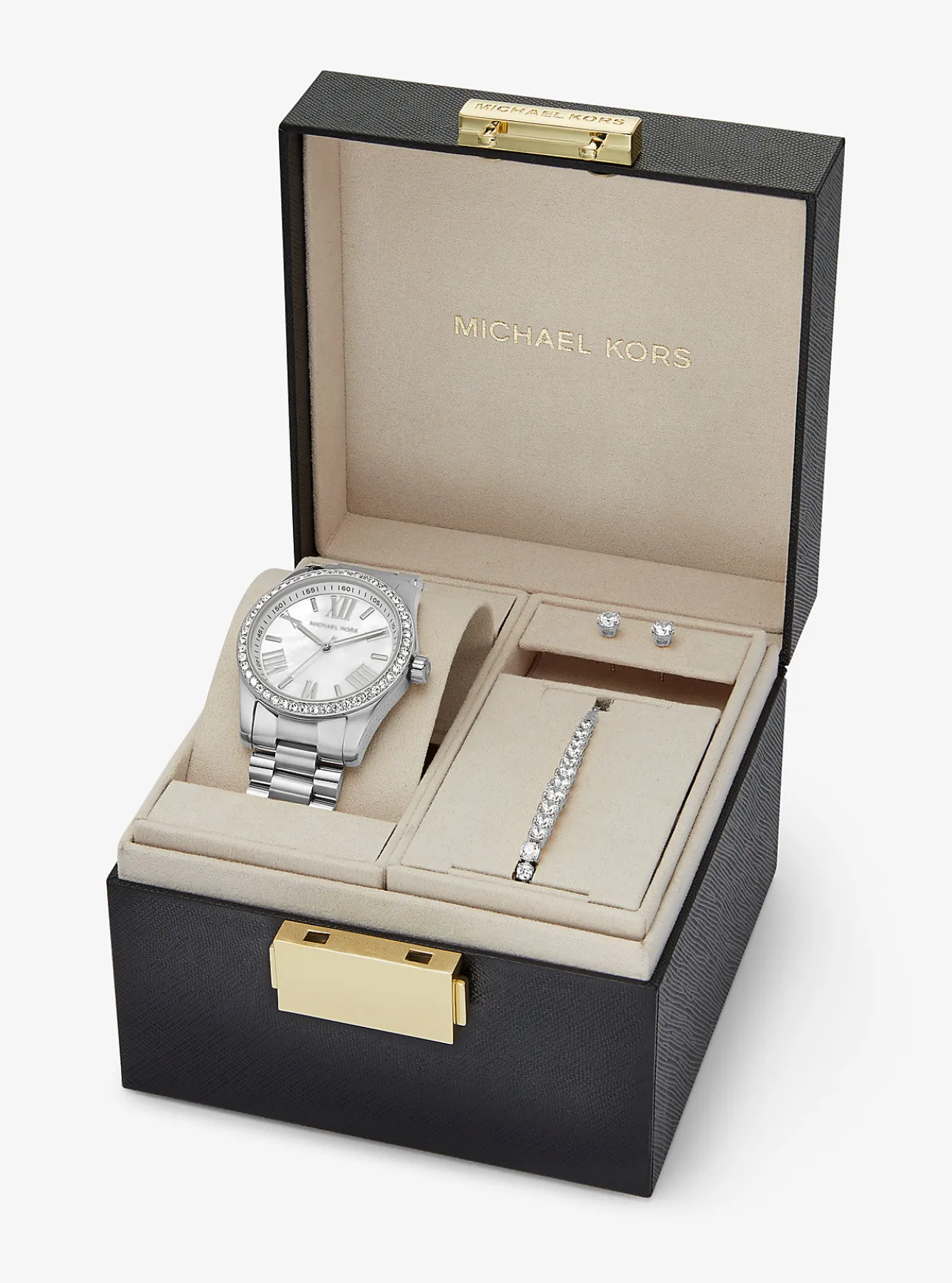 Lexington Pavé Silver-Tone Watch and Bracelet Set