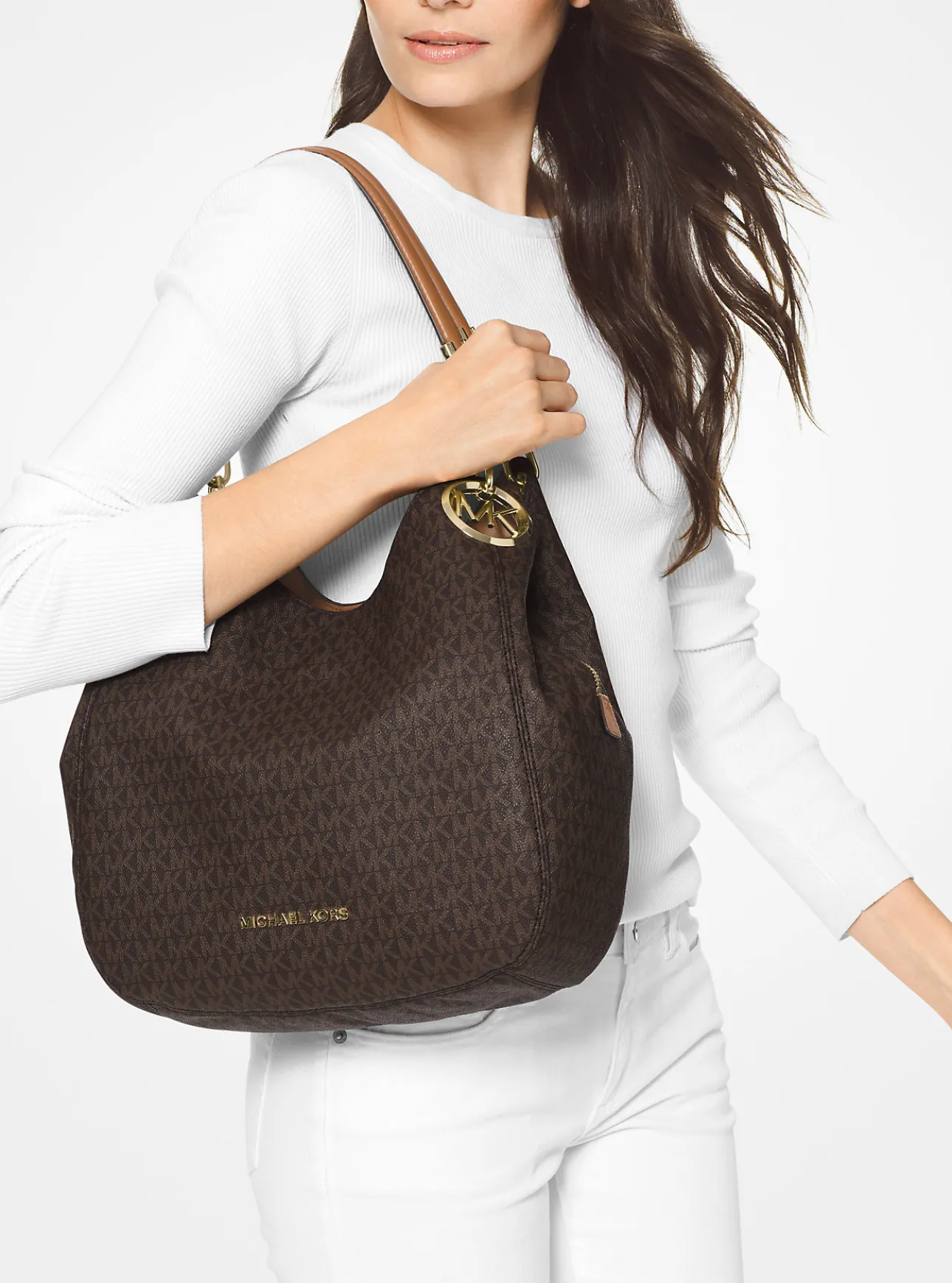 Lillie Large Signature Logo Shoulder Bag