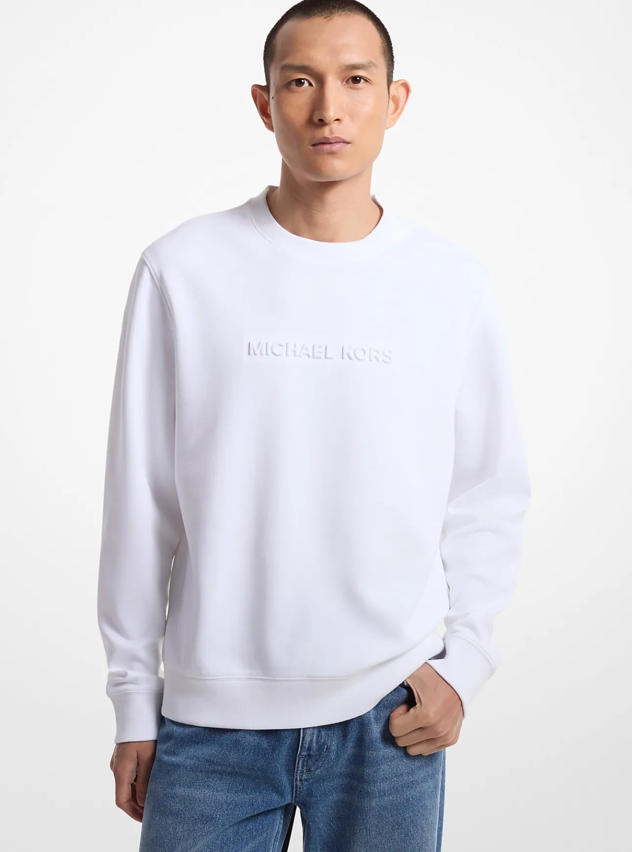 Logo Embossed Cotton Blend Sweater