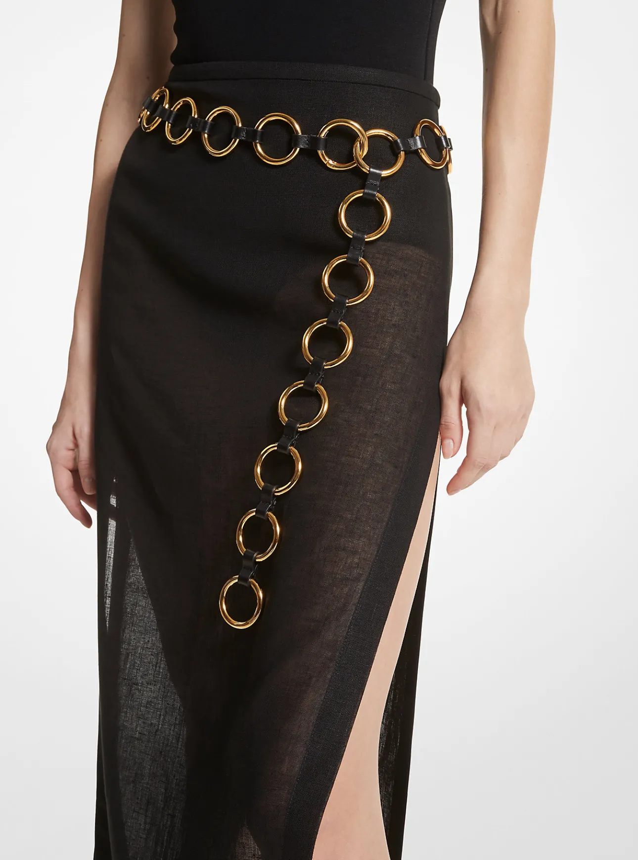 Marisa Gold-Tone and Leather Ring Belt