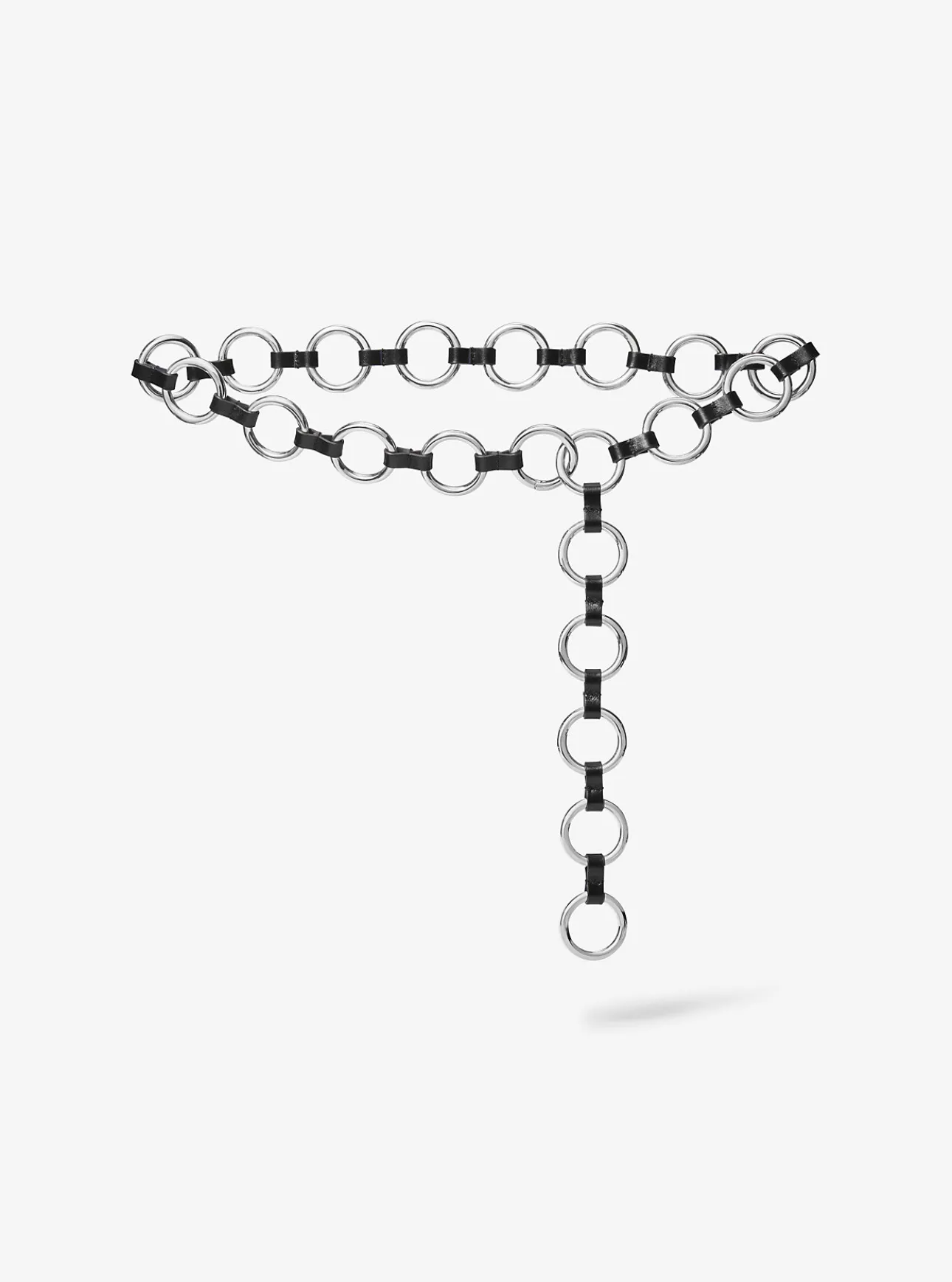 Marisa Silver-Tone and Leather Ring Belt