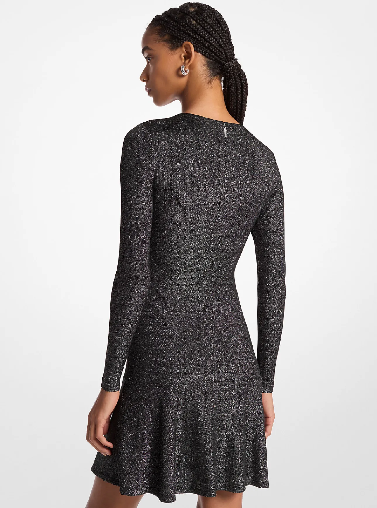 Metallic Knit Long Sleeve Dress