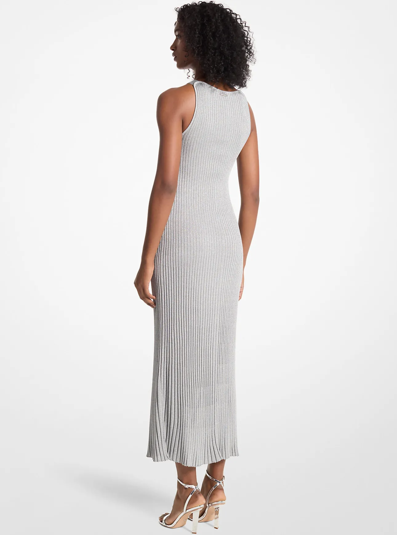 Metallic Knit Ring Halter Dress