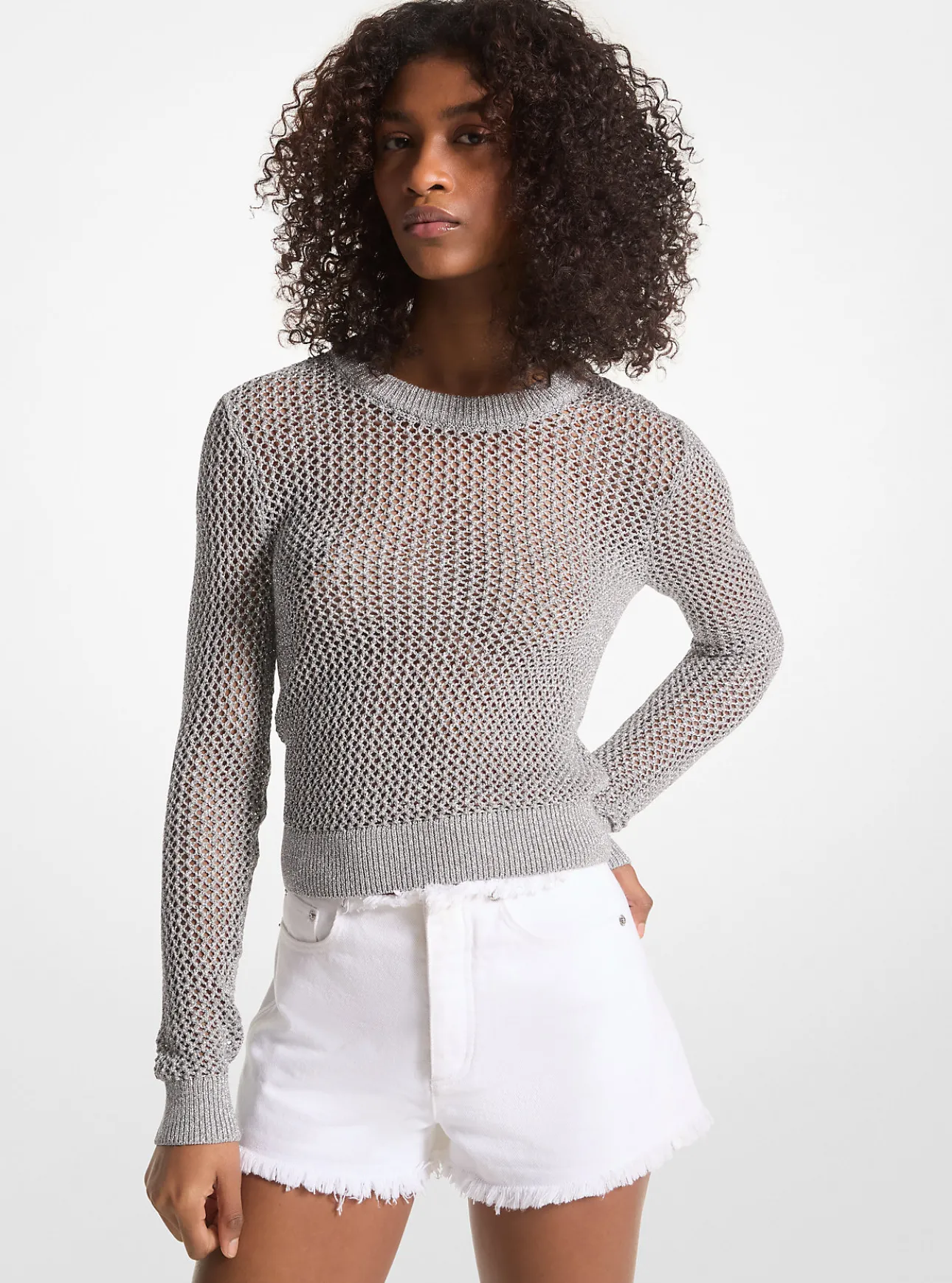 Metallic Mesh Sweater
