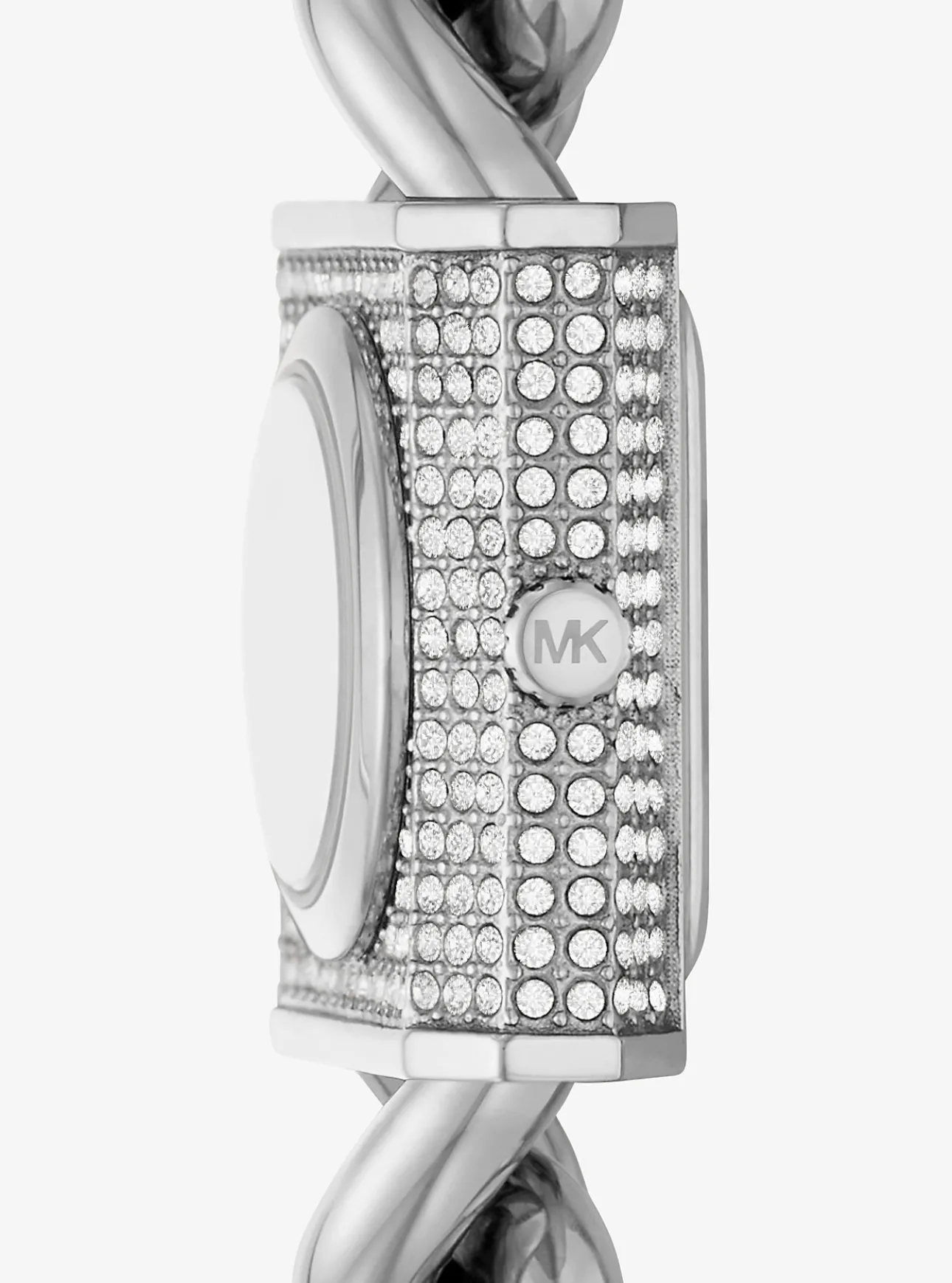 Mini Lock Pavé Silver-Tone Chain Watch