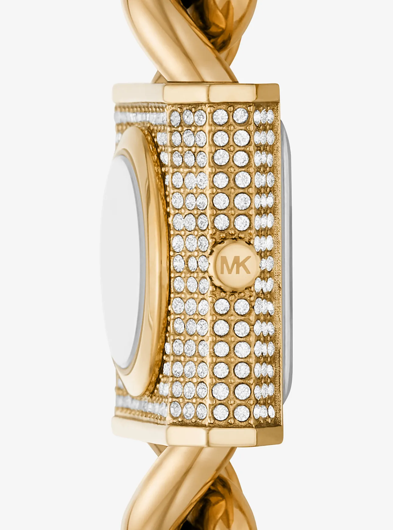 Mini Lock Pavé Gold-Tone Chain Watch