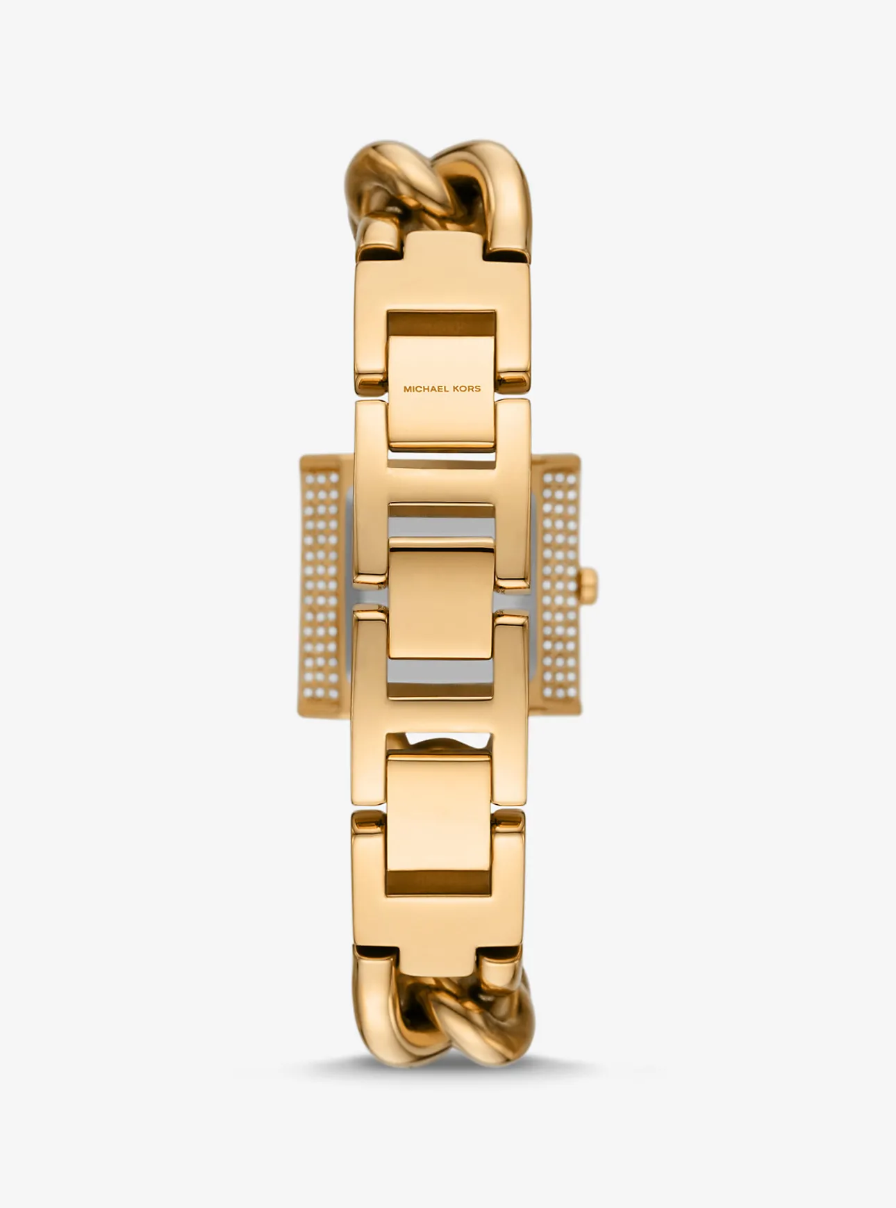 Mini Lock Pavé Gold-Tone Chain Watch