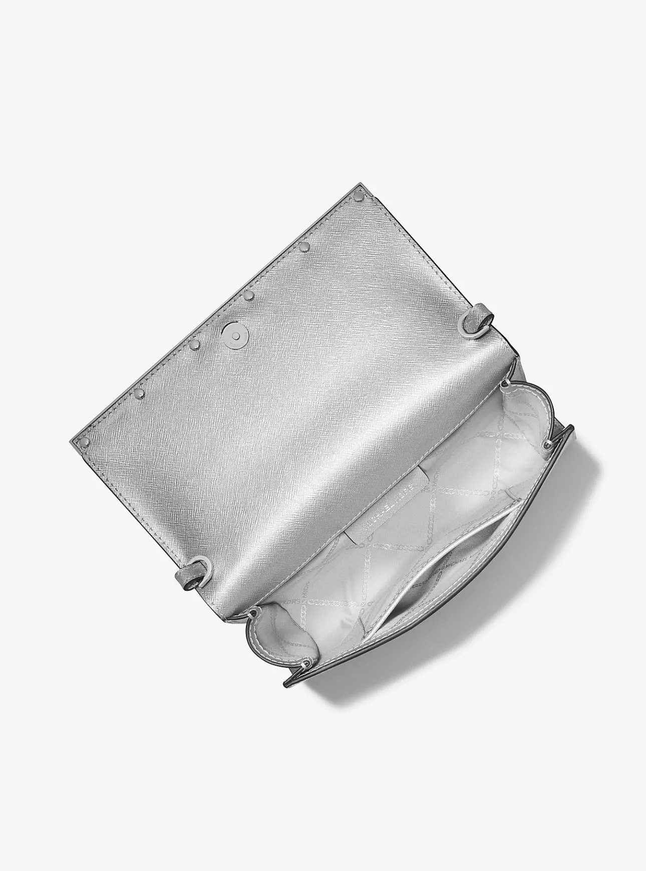 Mona Large Metallic Saffiano Leather Clutch