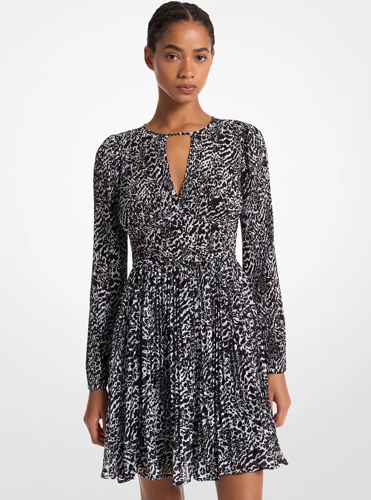Ocelot Print Georgette Dress