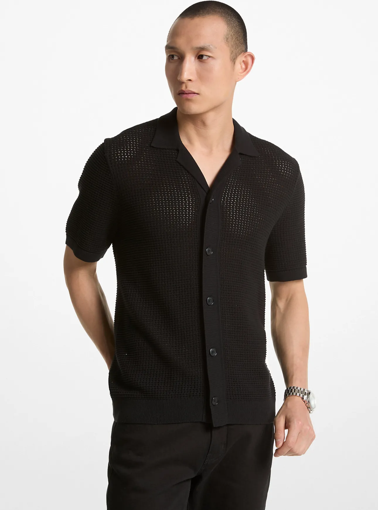 Open-Knit Cotton Shirt