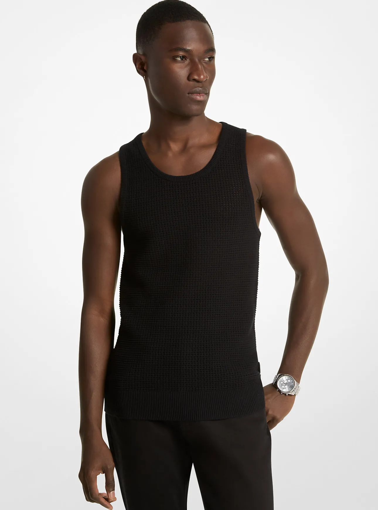 Open-Knit Cotton Tank Top