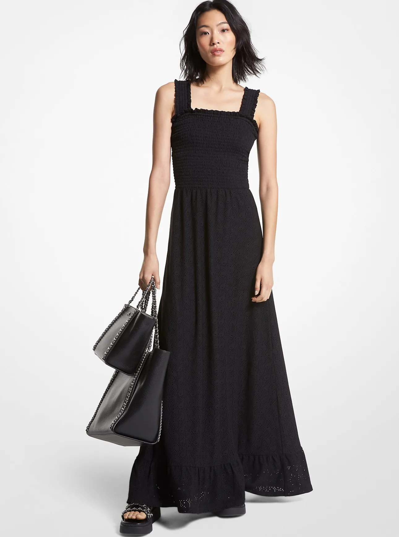 Paisley Eyelet Smocked Woven Dress