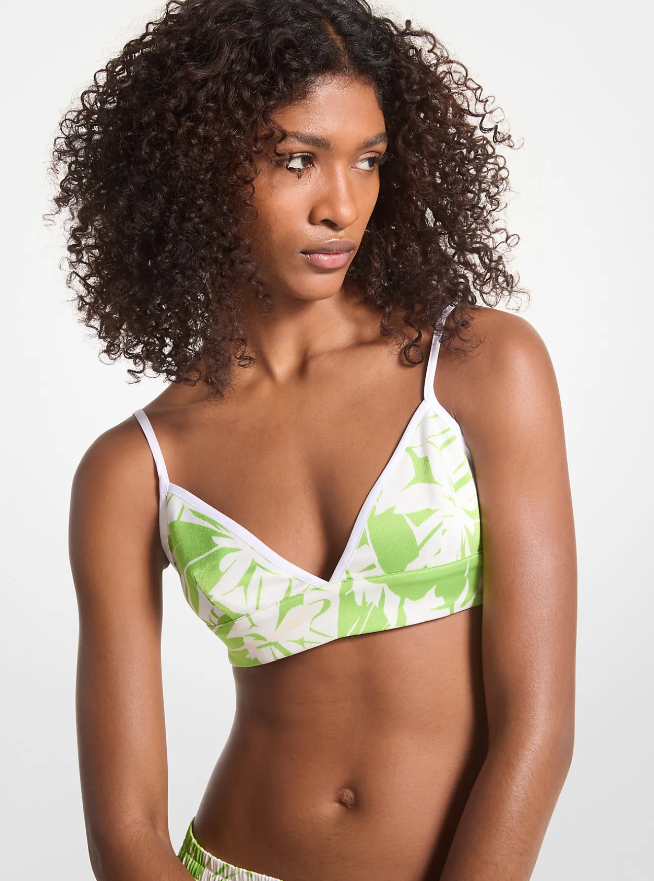 Palm Print Satin Bra Top