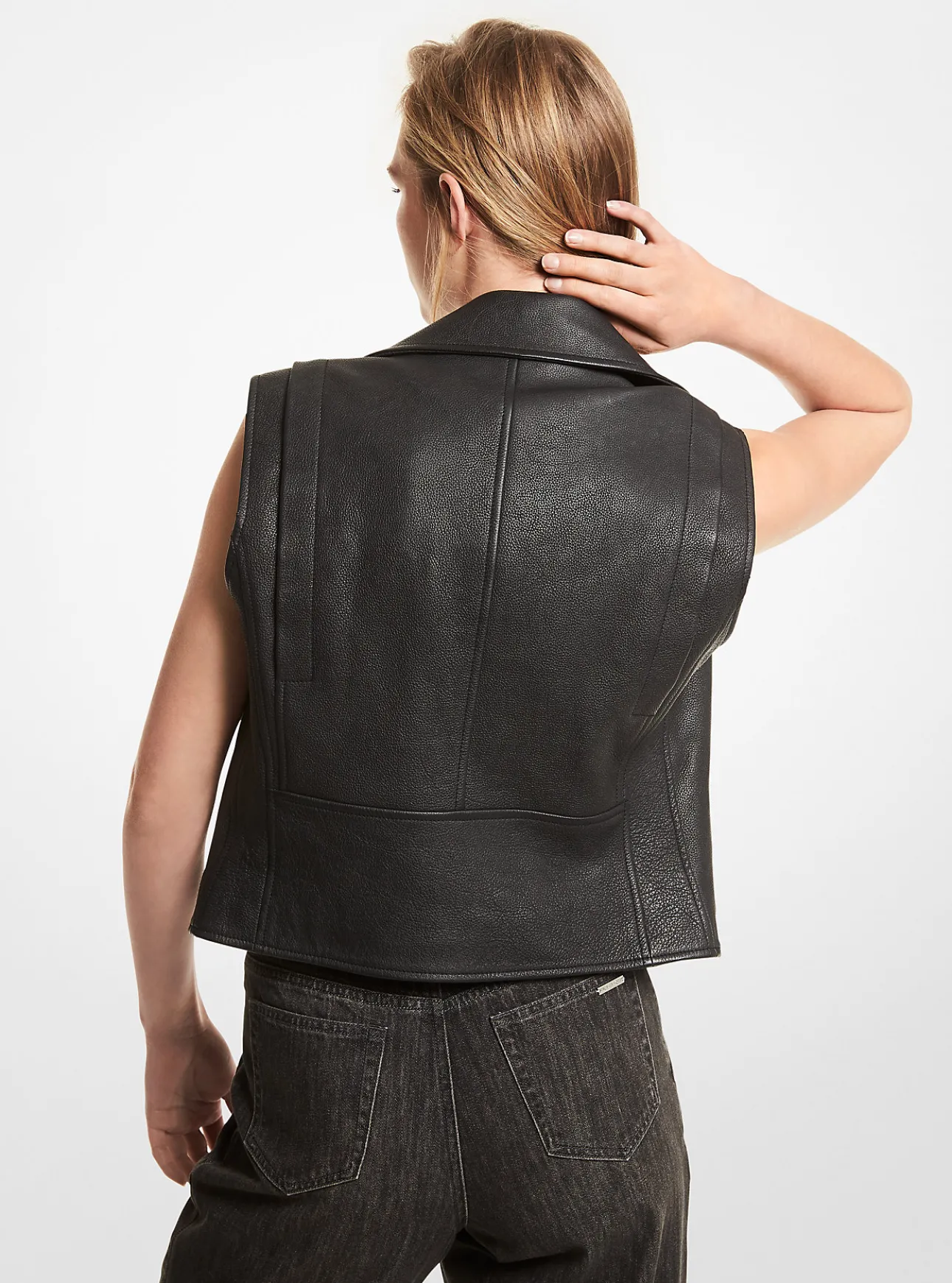 Pebbled Leather Moto Vest