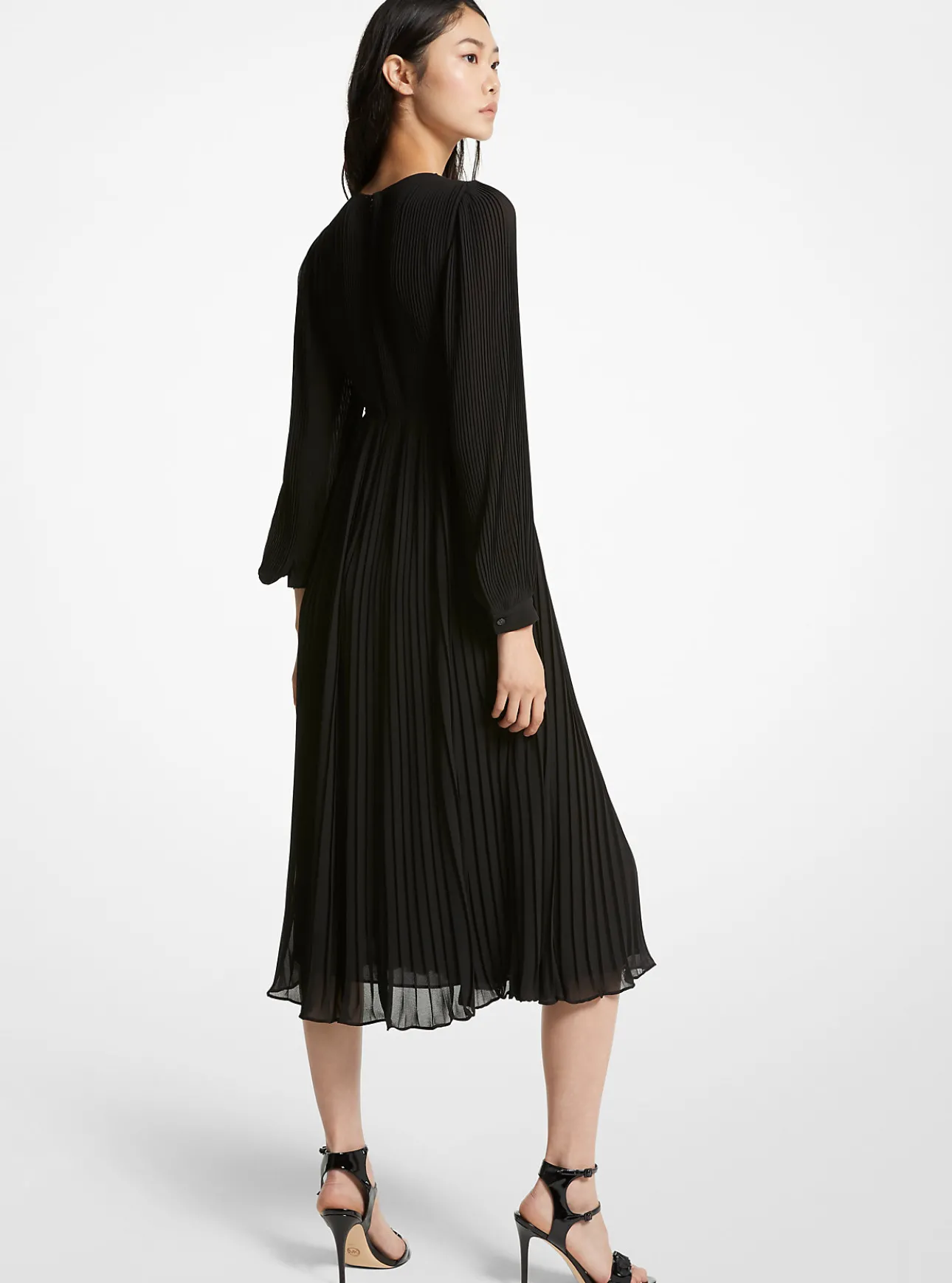 Pleated Georgette Midi Dress