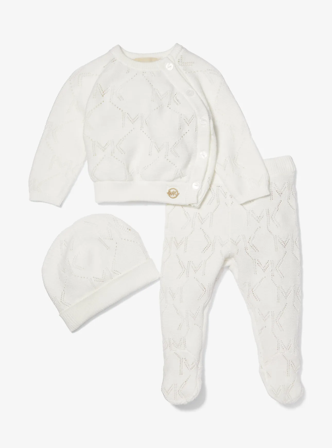 Pointelle Logo Cotton 3-Piece Baby Gift Set