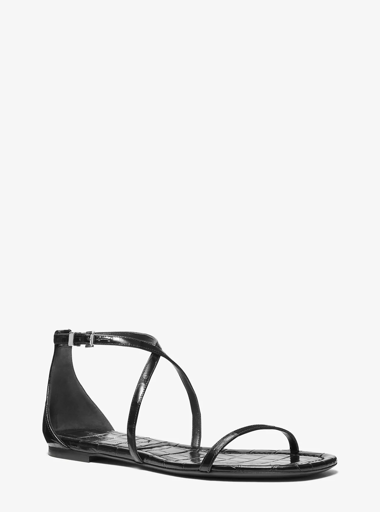 Polly Crocodile Embossed Leather Sandal